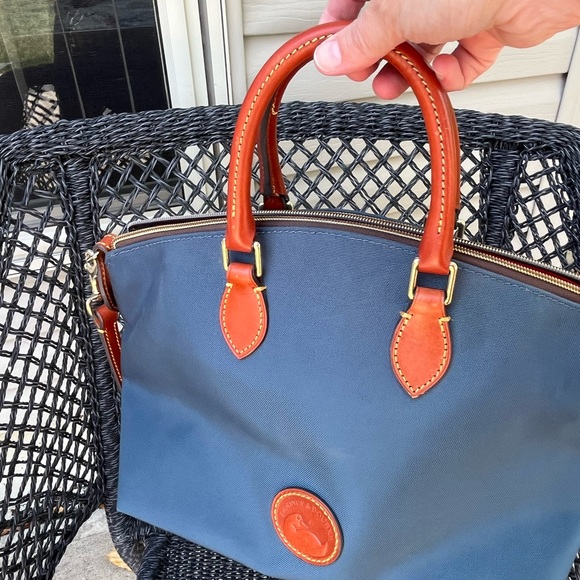 Dooney & Bourke Blue and Brown Shoulder Bag with Leather Trim - Picture 5 of 6